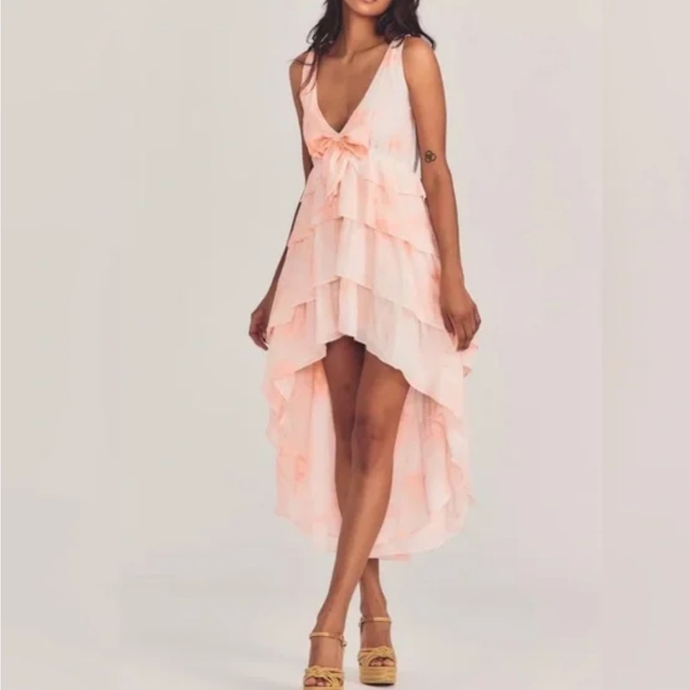 LoveShackFancy Risley Dress in Peach Twist Hand Dye